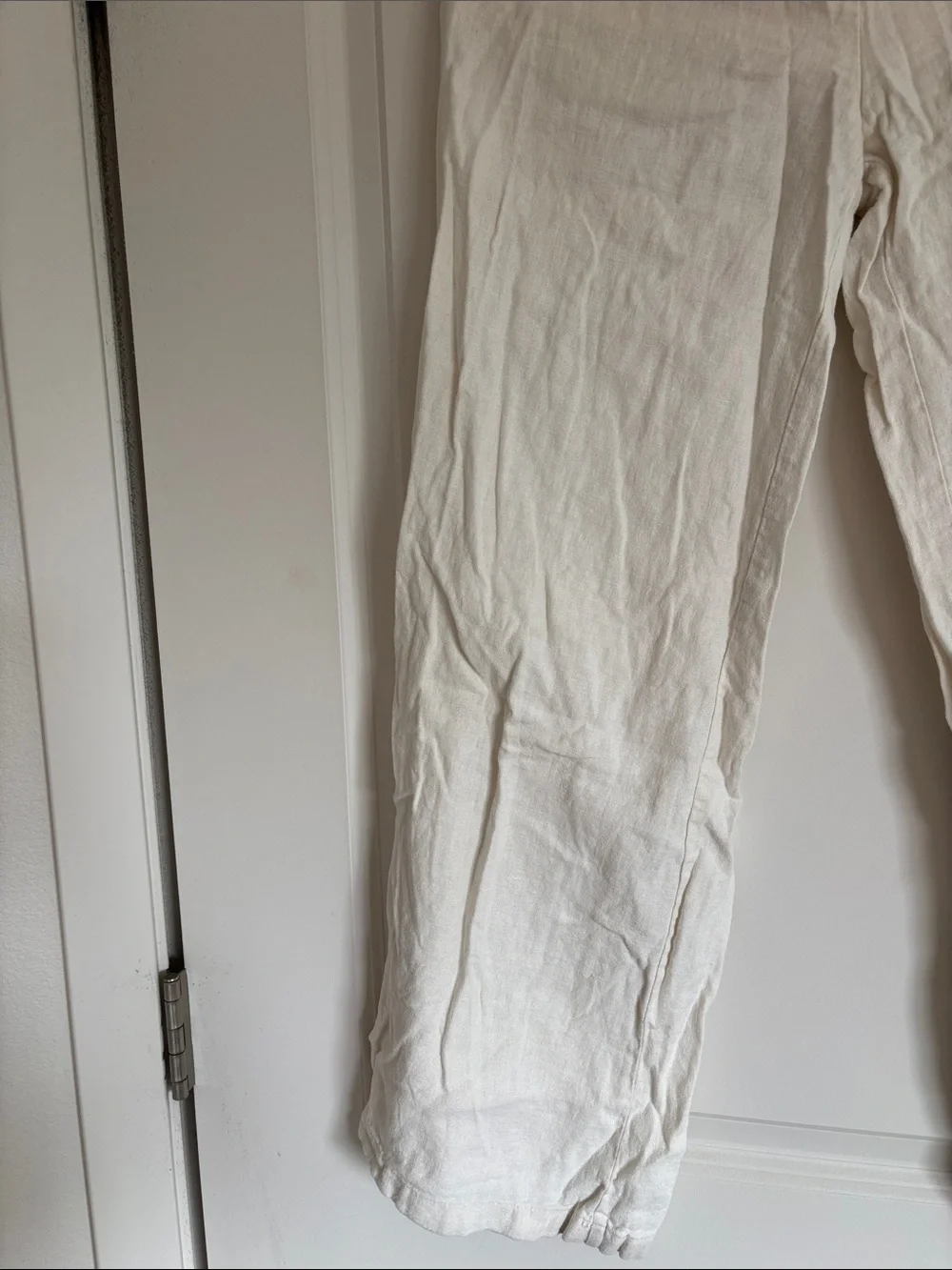 H&M Cream Wide-Leg Linen-Feel Pants